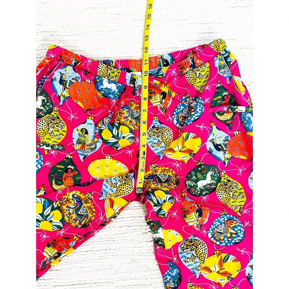 PRINT FRESH x ANTHROPOLOGIE Size S Pink PJ Bottoms Deck the Halls Novelty Lounge